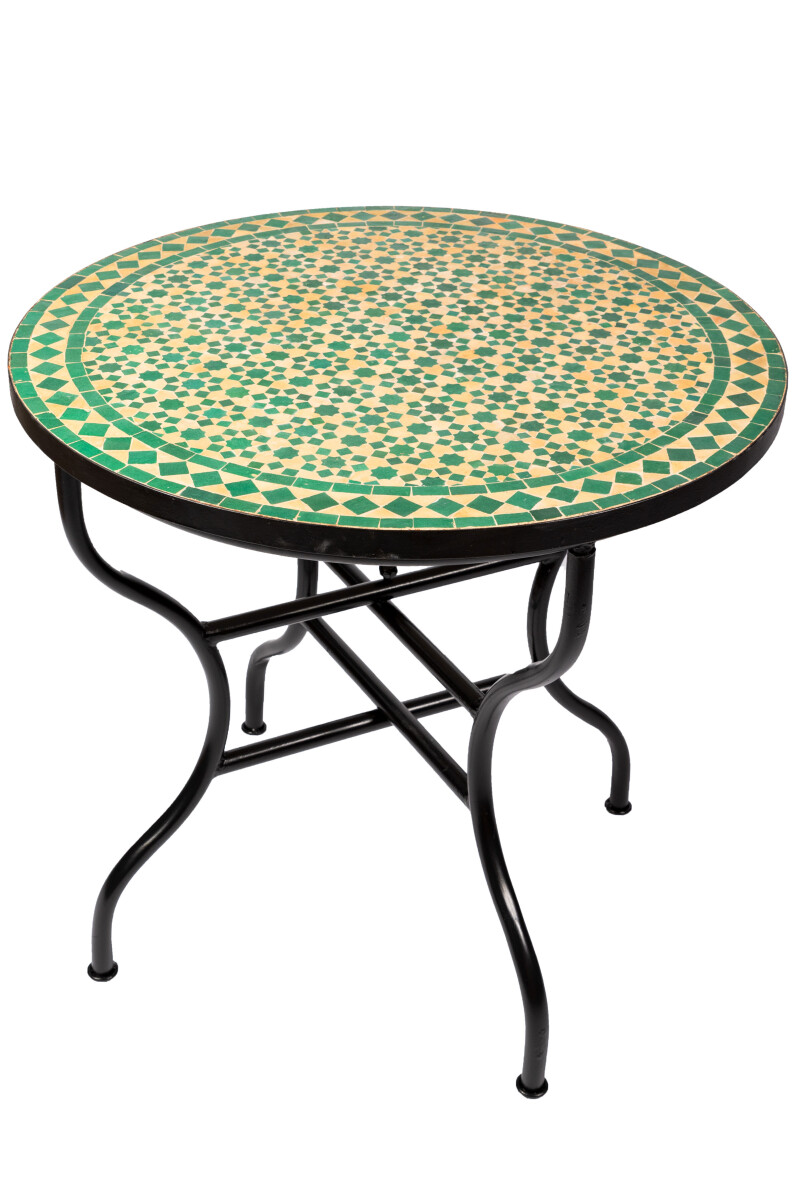 Moroccan Mosaic Table, Albaicin Green and Beige, 100 cm | Ha