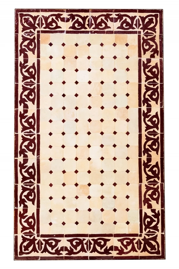 Moroccan Mosaic Table, Fes Beige Bordeau 15_2nd