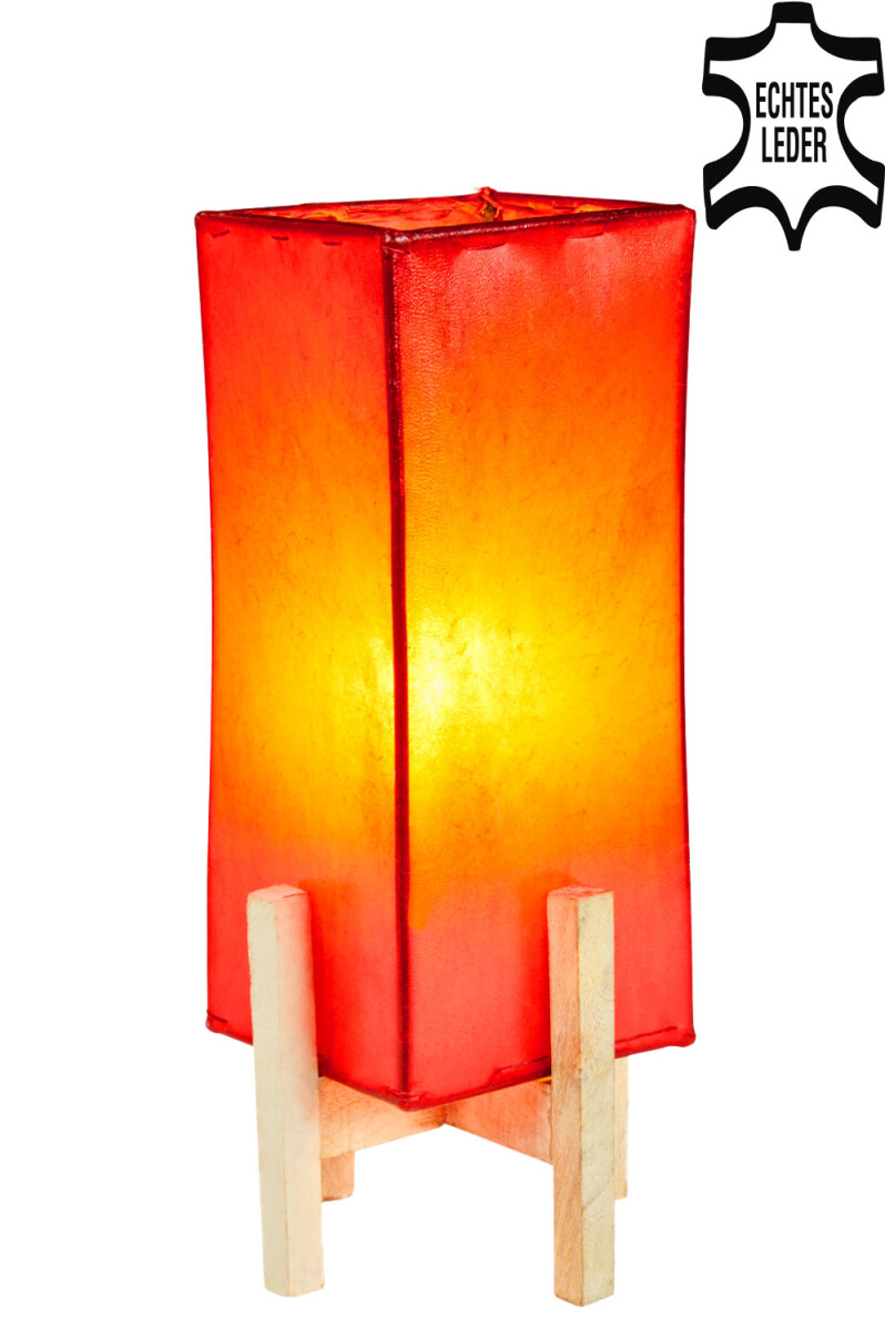 Janka Red Leather Table Lamp with White  box