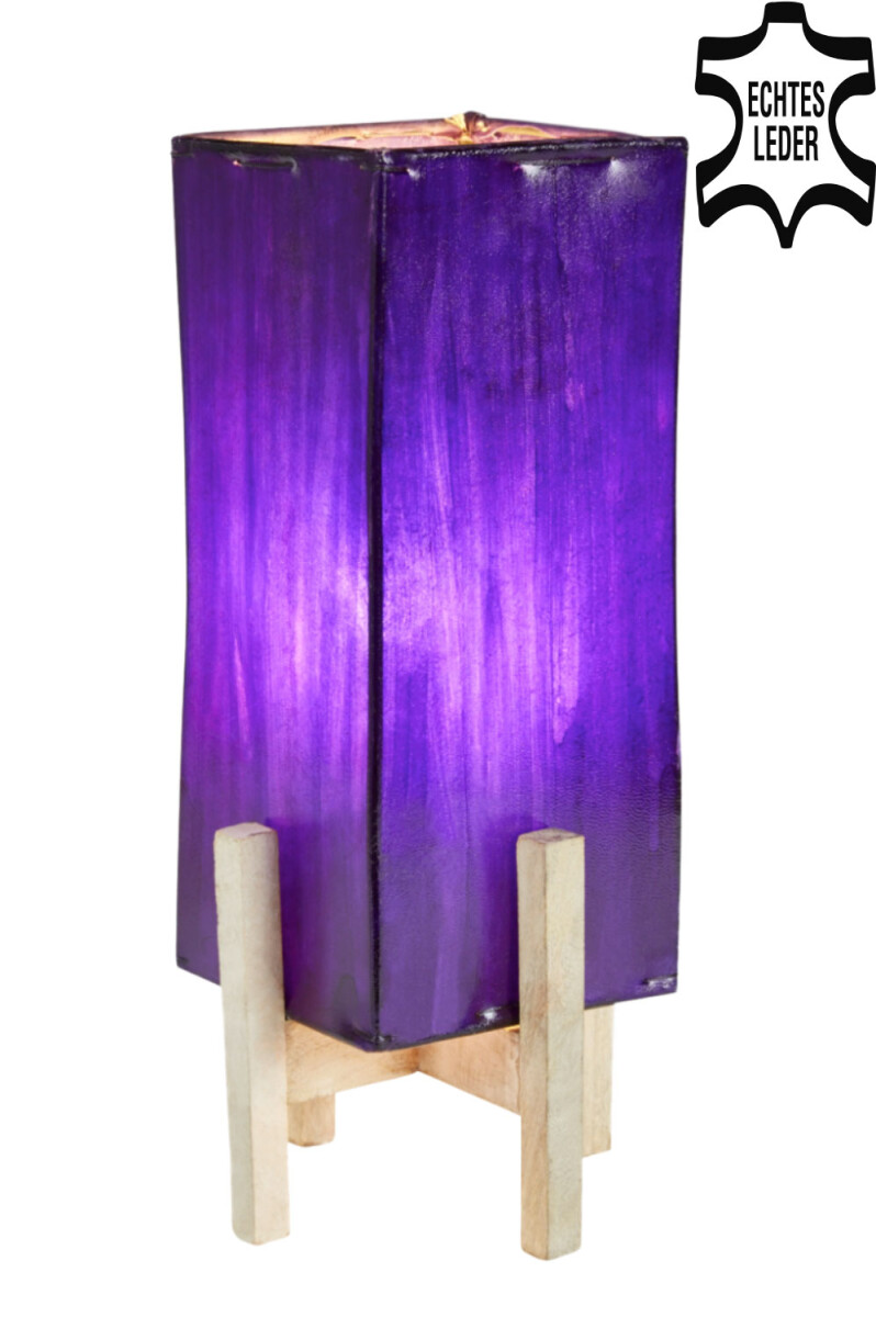 Janka Purple Leather Table Lamp with Whi box