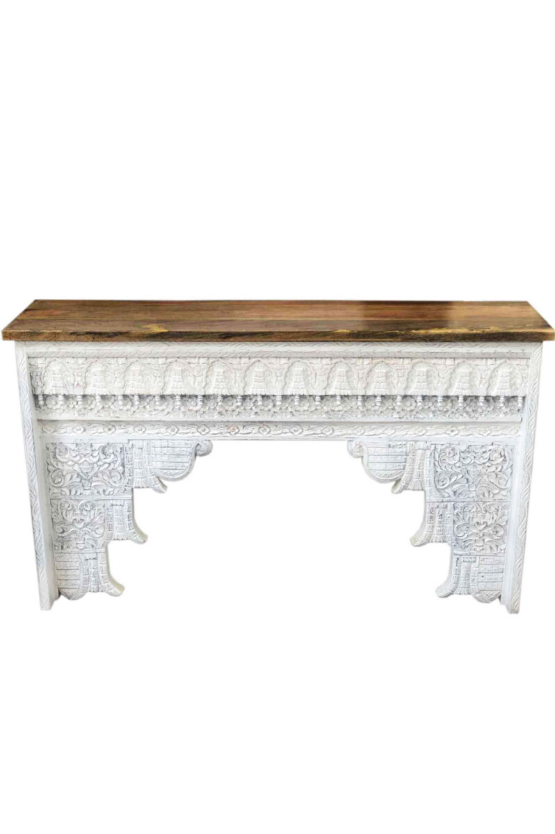 Hadidza White Oriental Wooden Console Ta box