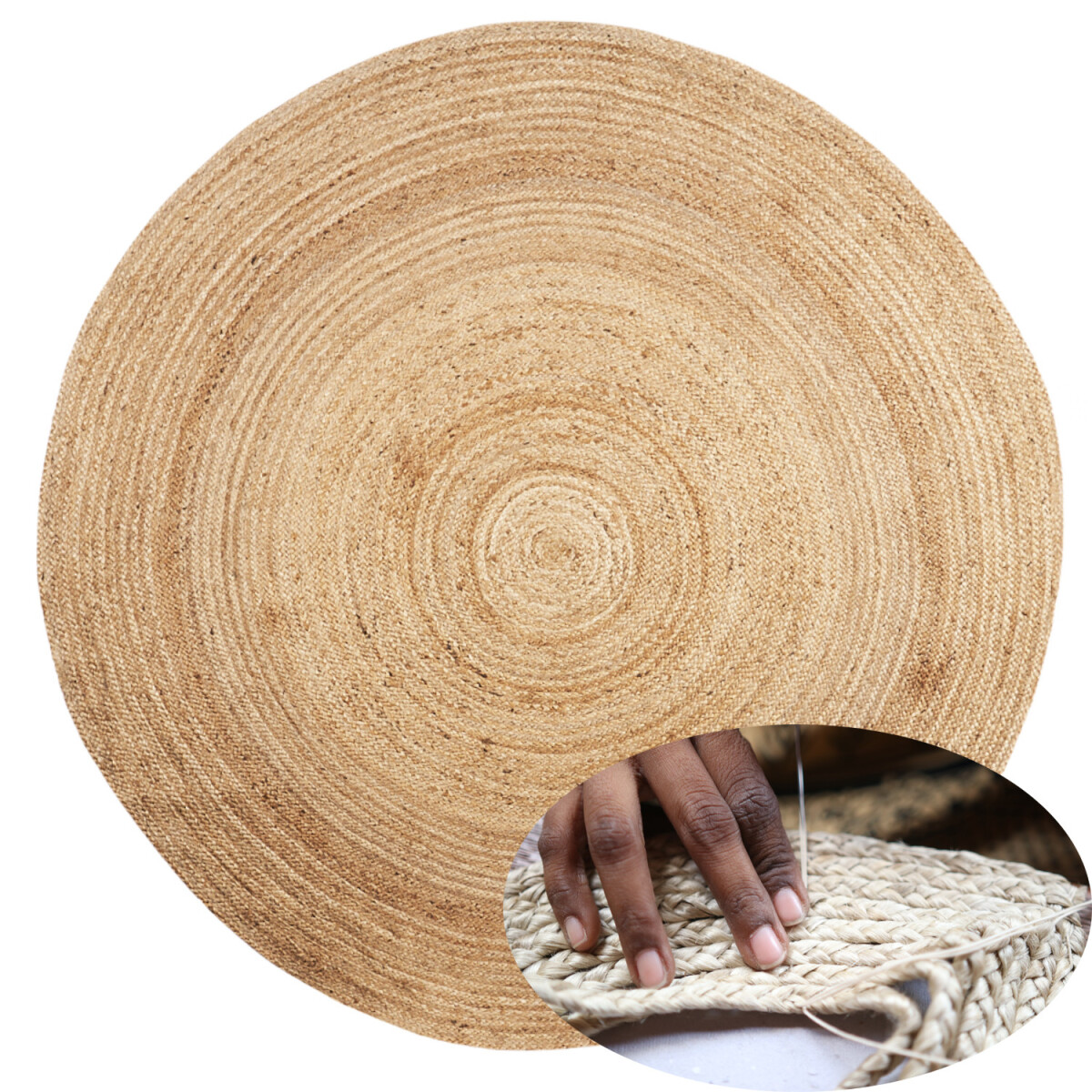 Round woven jute rug, Abril, 200 cm