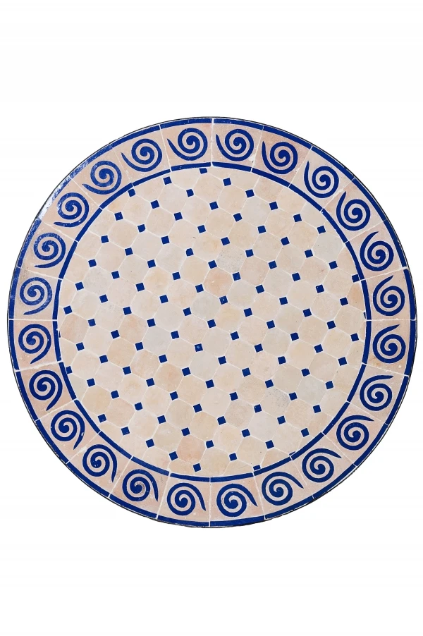 Moroccan Mosaic Table, Spiral, Beige and 23_2nd