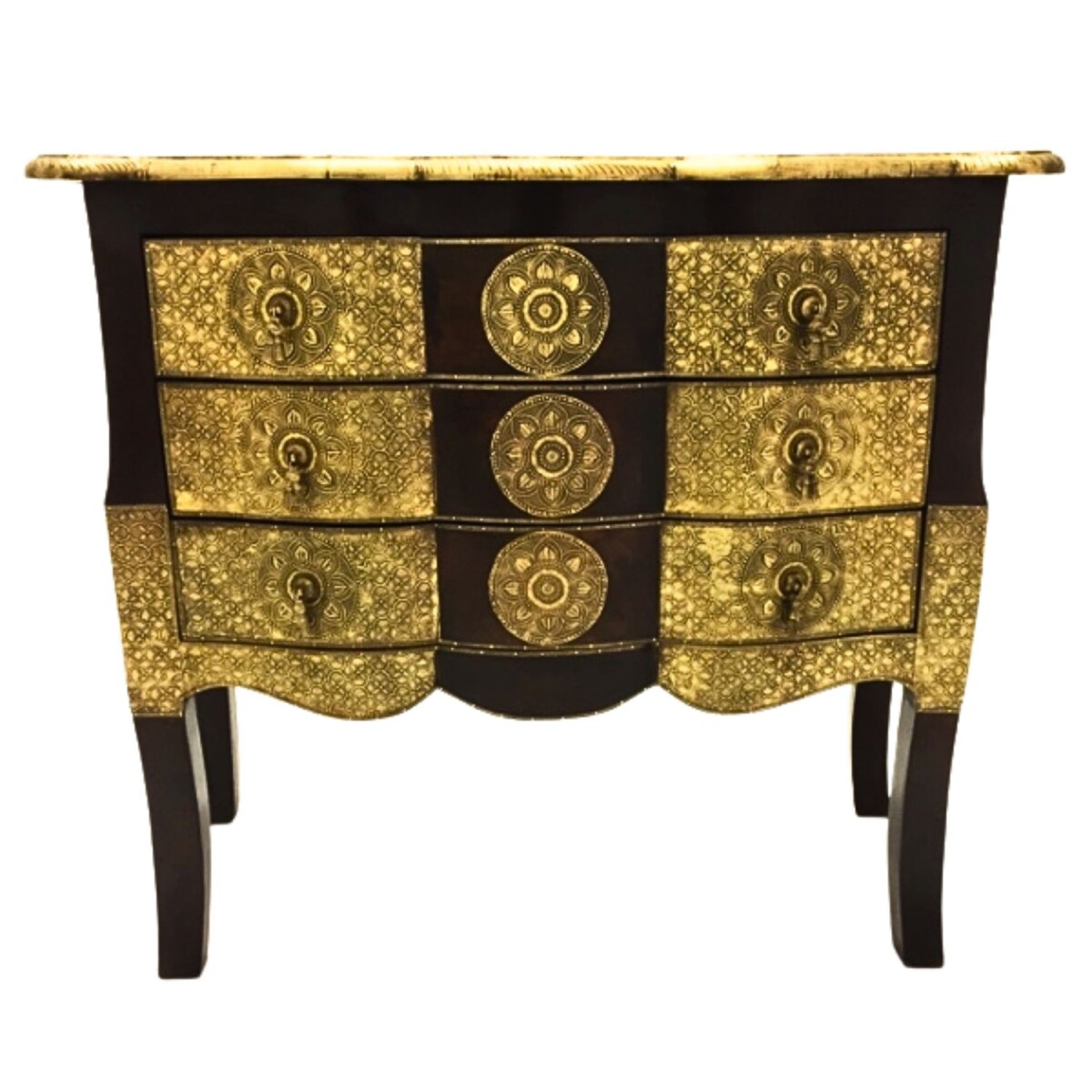 Durga 75cm Oriental Solid Wood Chest of Drawers with Brass A