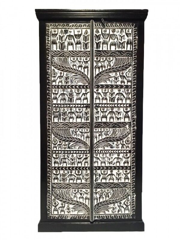 African Carved Simba Cabinet - 180 cm box