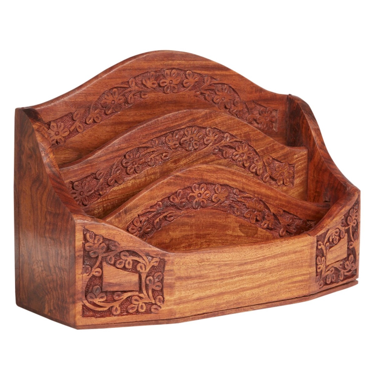 Qabel Letter Tray, Mango Wood, H 18 cm & box