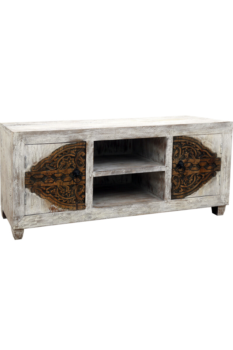 Oriental Vintage TV Cabinet, White, Aswa box