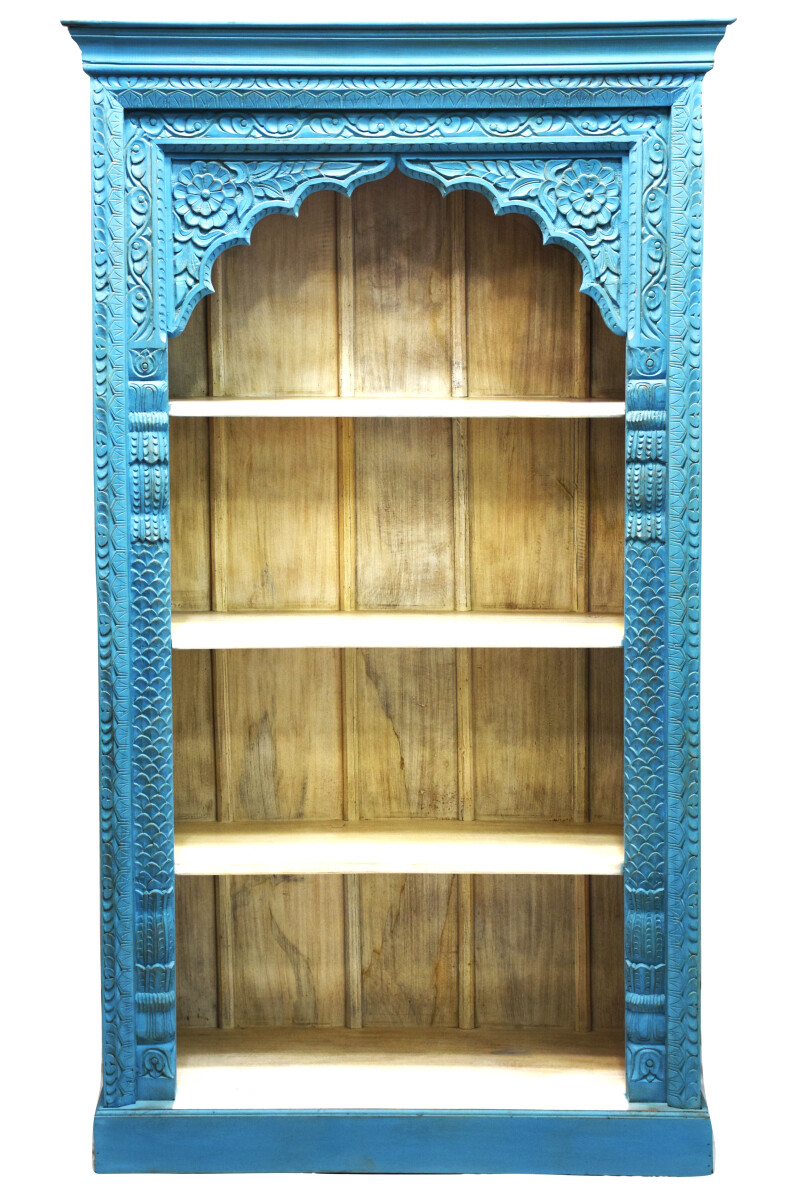 Oriental Bookshelf, Solid Wood, Ihab Blu box
