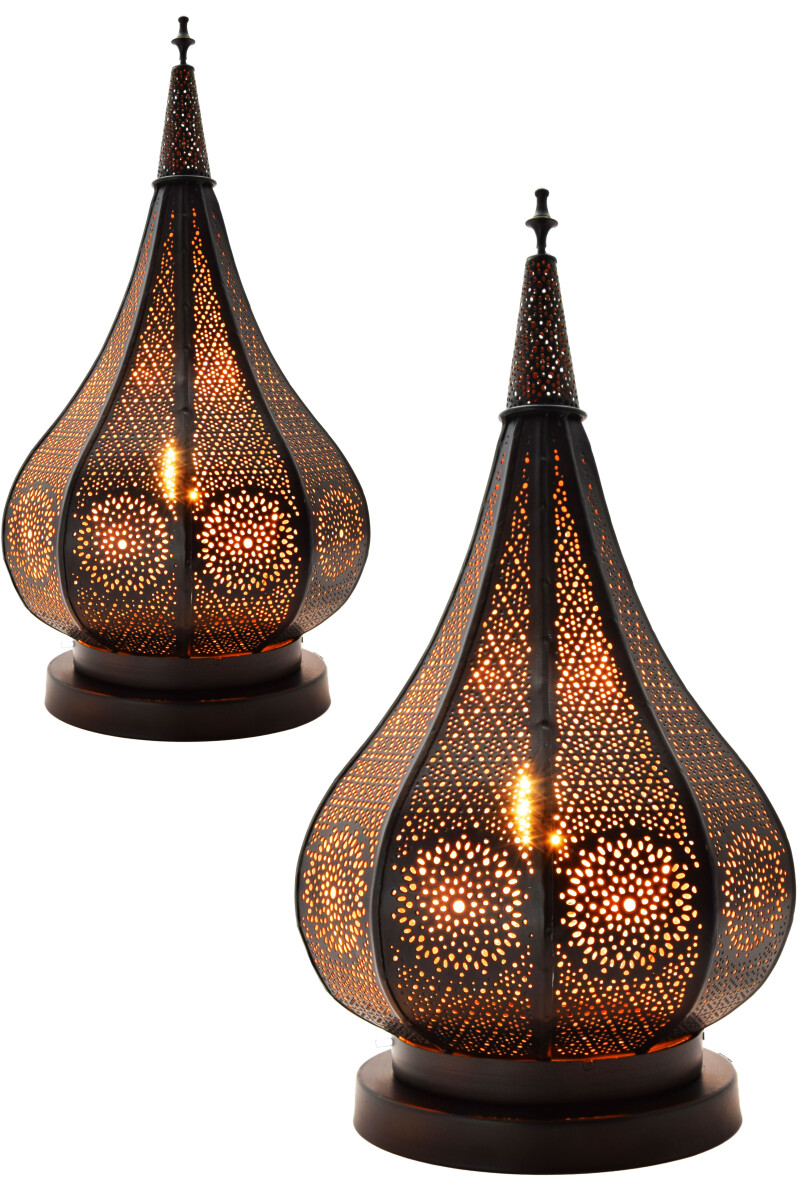 Set of 2 Oriental Table Lamps, Kais Blac box