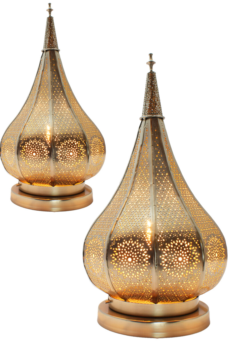 Set of 2 Oriental Table Lamps, Kais Silv box