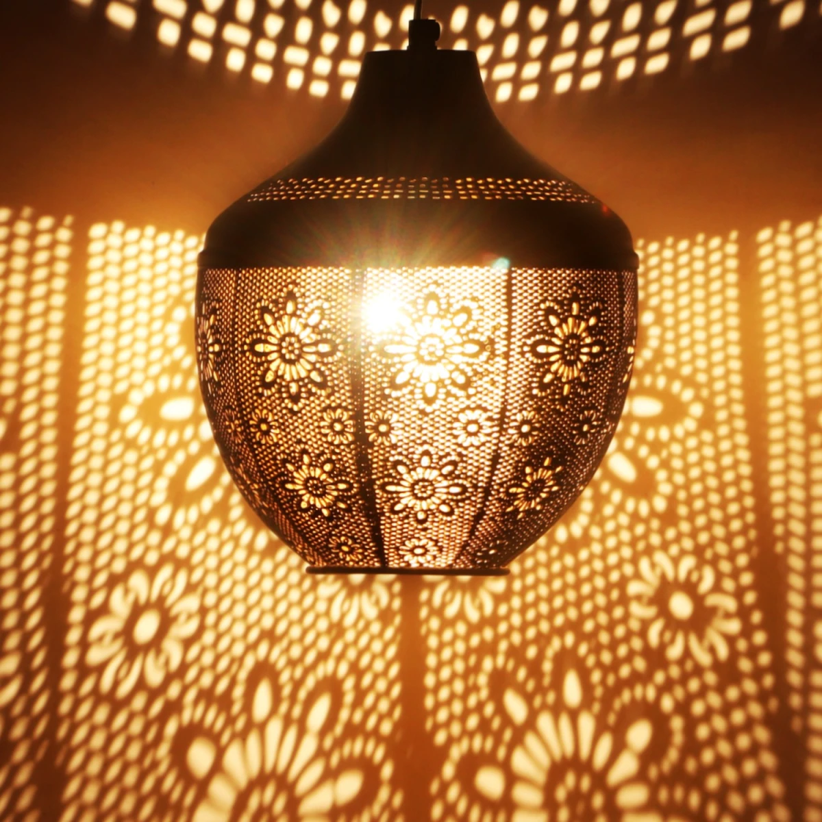 Boha Oriental Metal Pendant Light, Handc 7_2nd