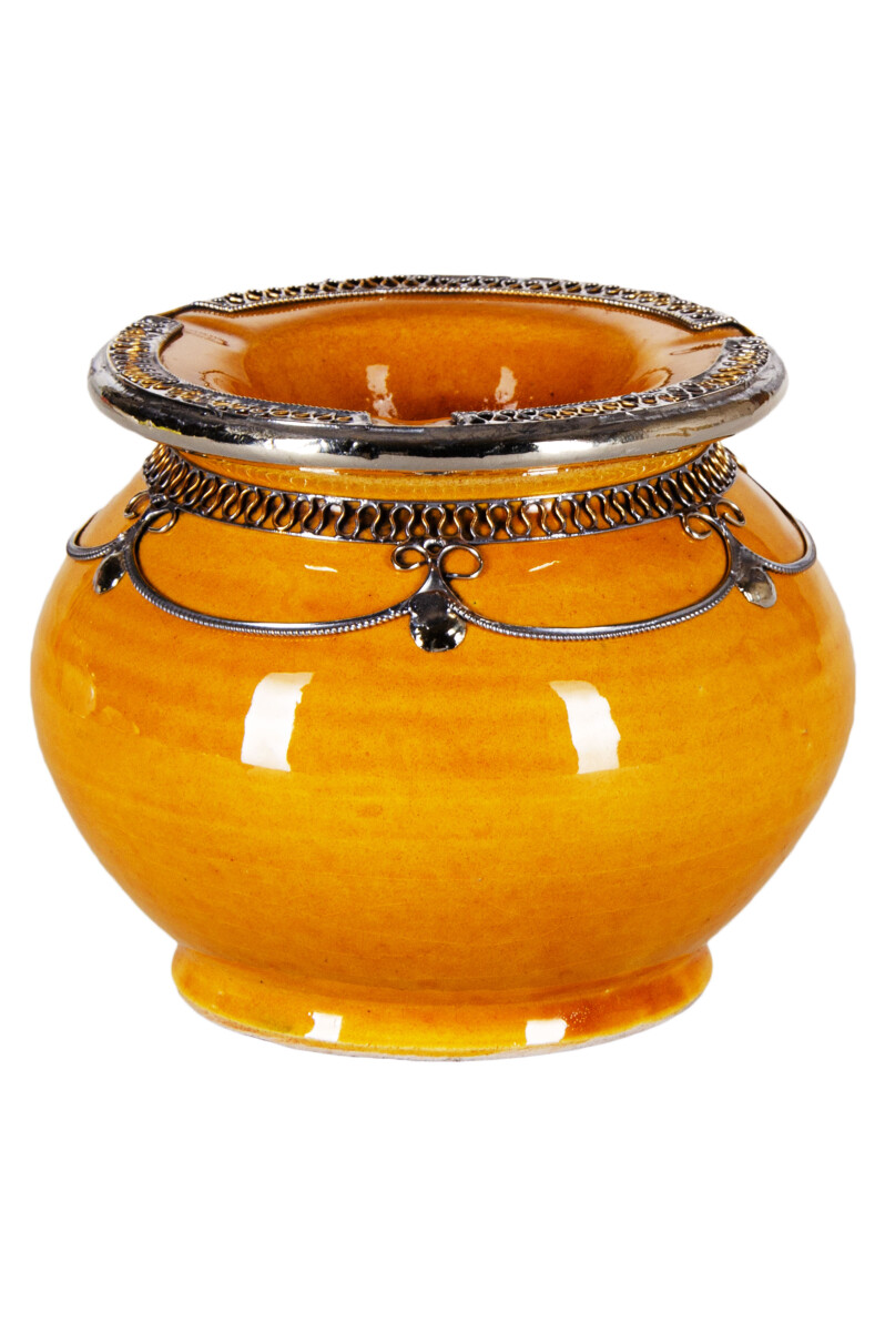 Moroccan Miranda Decorative Ceramic Ashtray in Yellow, 11 cm