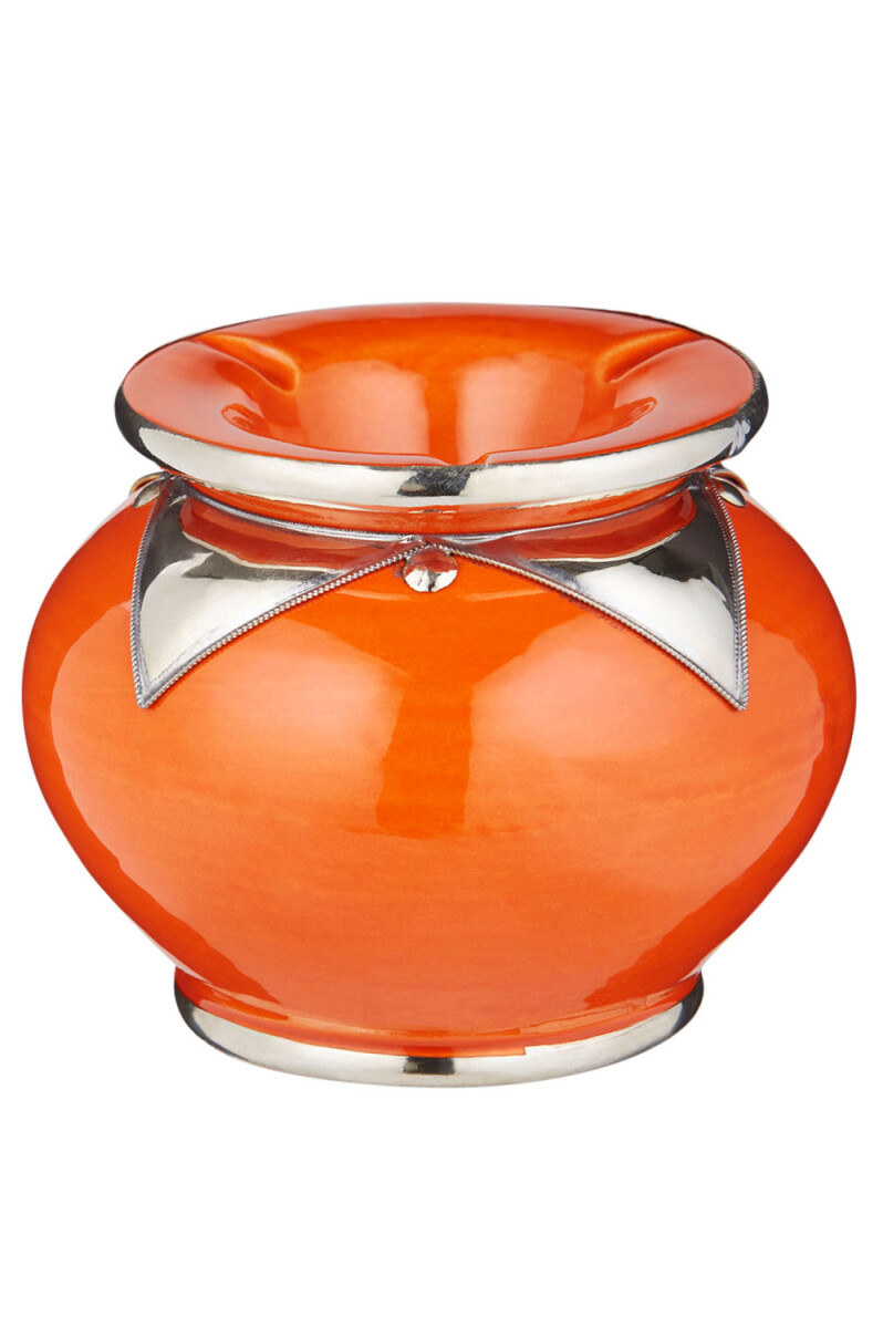 Moroccan Kanita Decorative Ceramic Ashtray in Orange, 11 cm