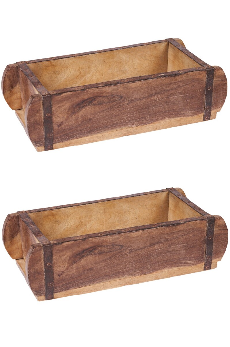 Set of 2 Vintage Wooden Boxes and Trays Made from Reclaimed 