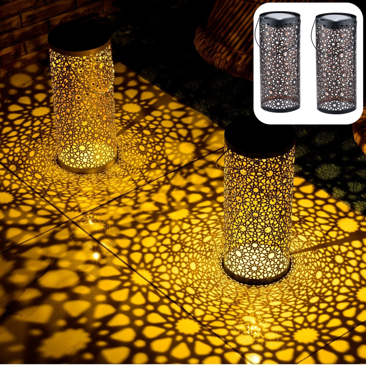 Set of 2 Oriental Solar Lanterns - Solar Lantern, Wind Light