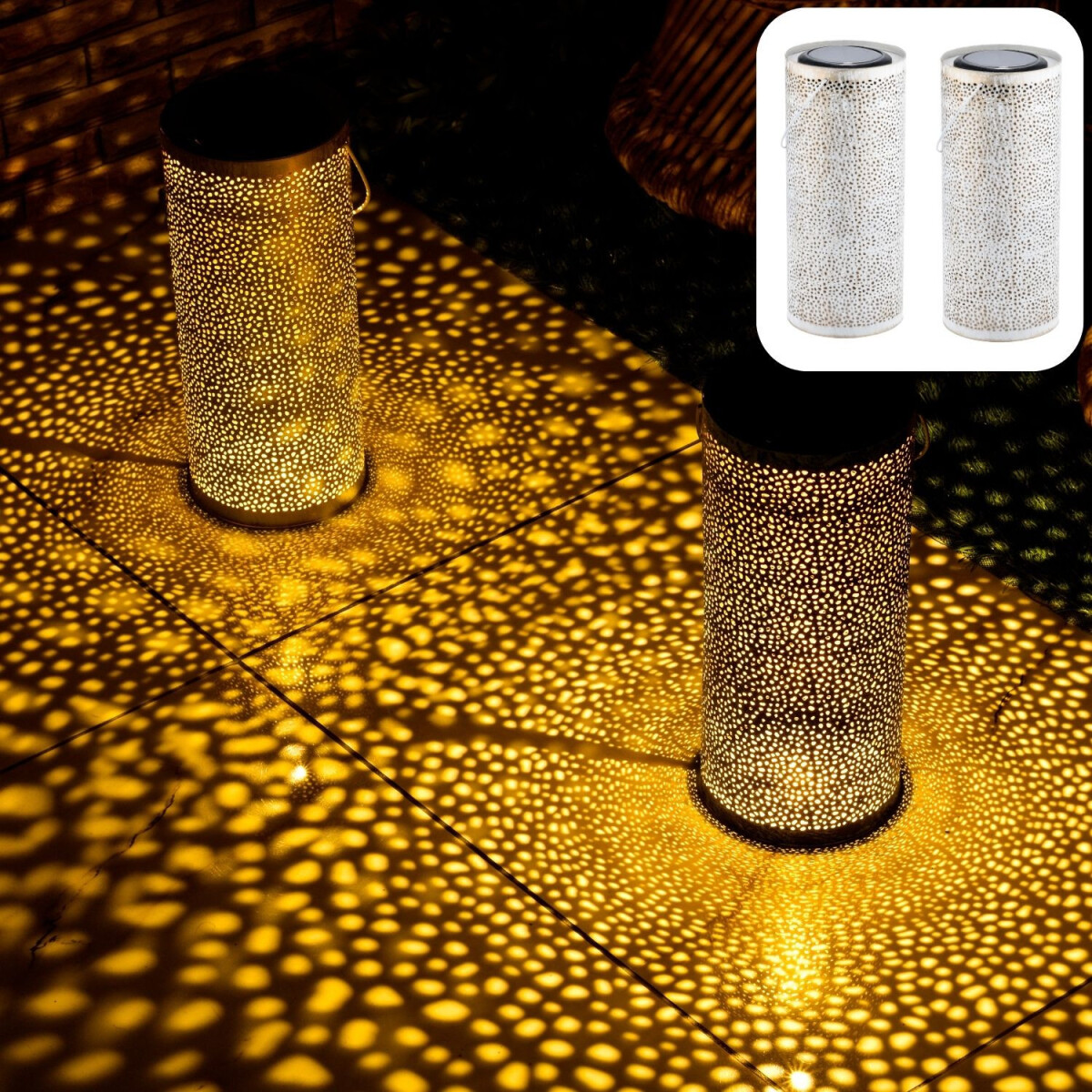 Set of 2 Scandinavian Solar Lanterns - Solar Lanterns for De