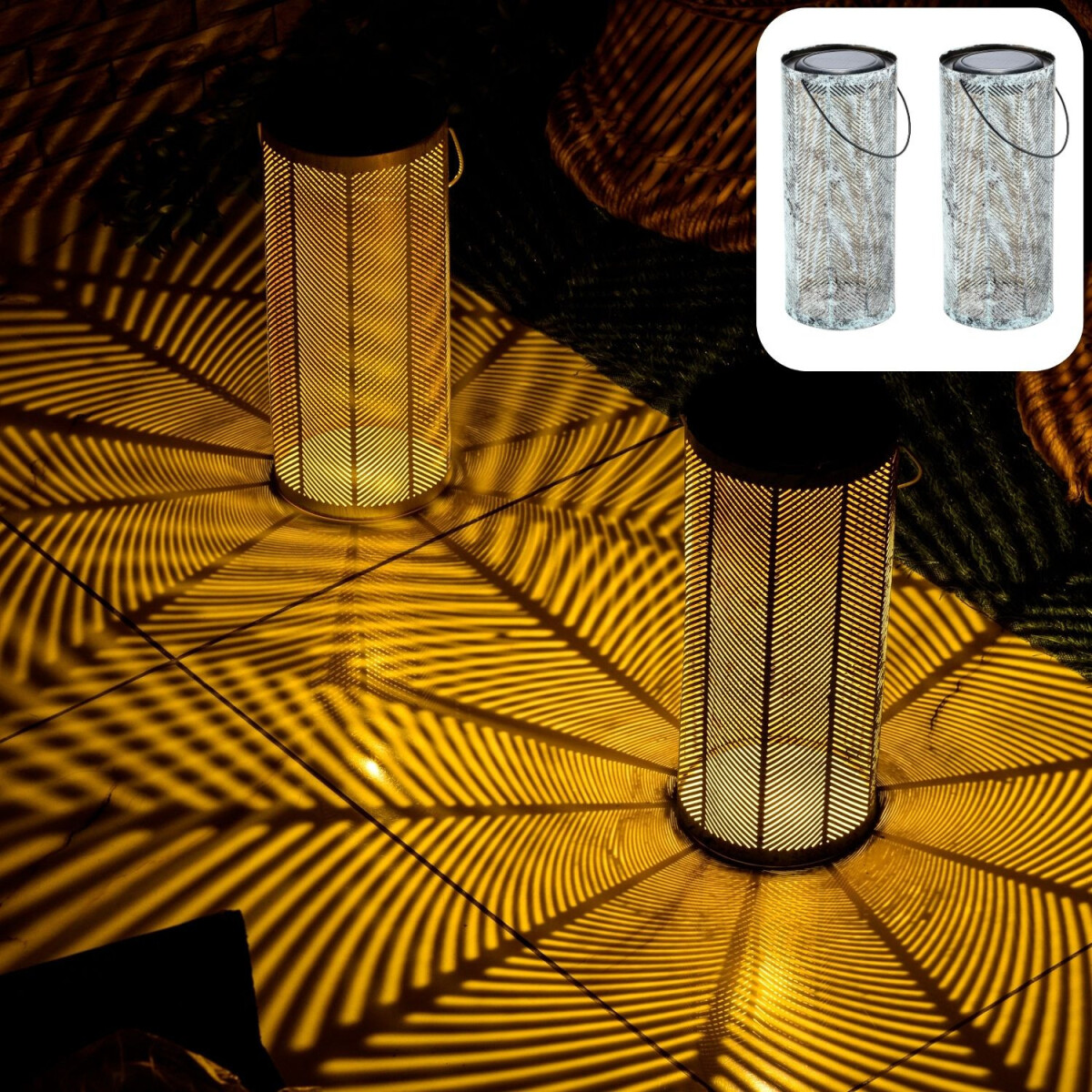 Set of 2 Scandinavian Solar Lanterns - Solar Lanterns for De