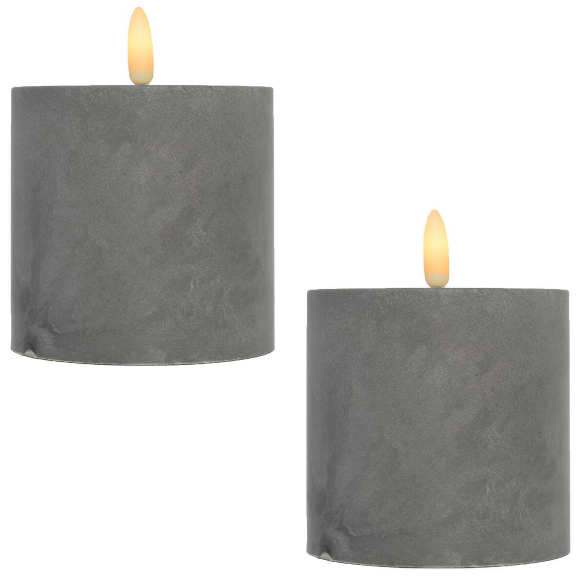 Set of 2 LED Candles, Cement Design, Sam box