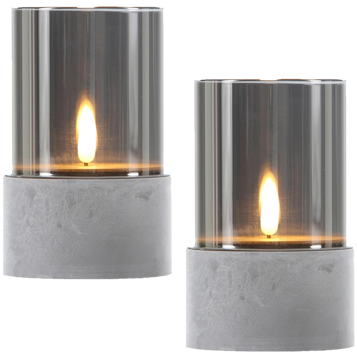 Set of 2 LED Candle Glass Lanterns, Gray box