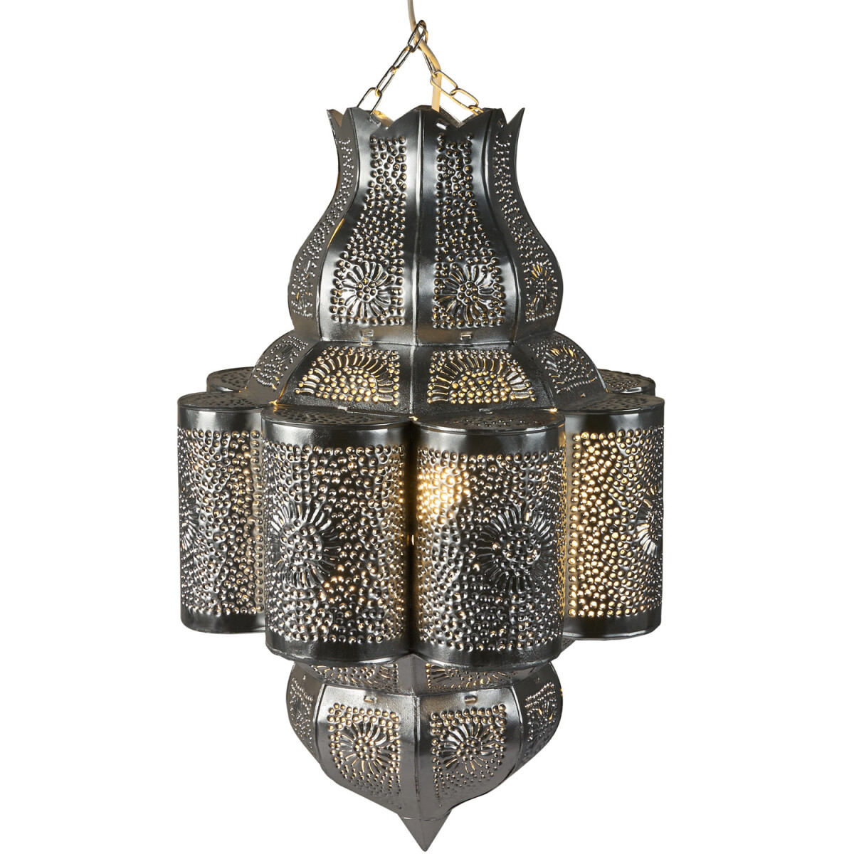 Harun Silver Lamp, 45 cm | Moroccan Metal Ceiling Light