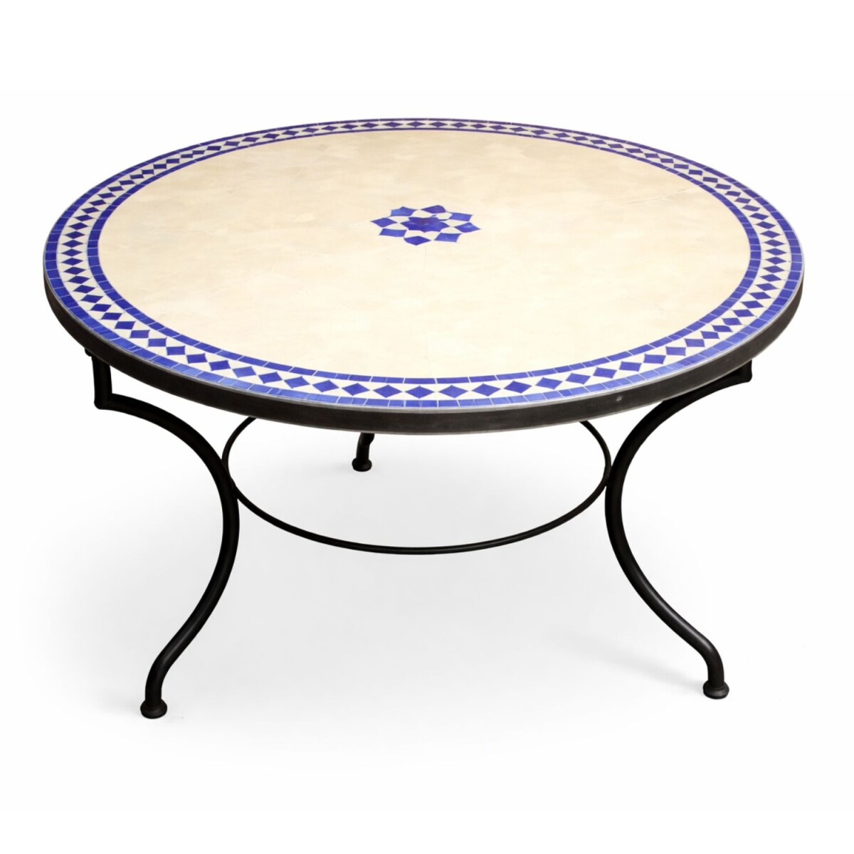 Moroccan Mosaic Table Bilbao Beige Blue 100 cm | Handcrafted
