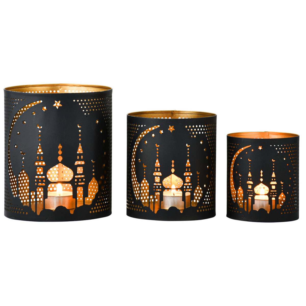 Set of 3 Muslim tealight holders, Ramaza box