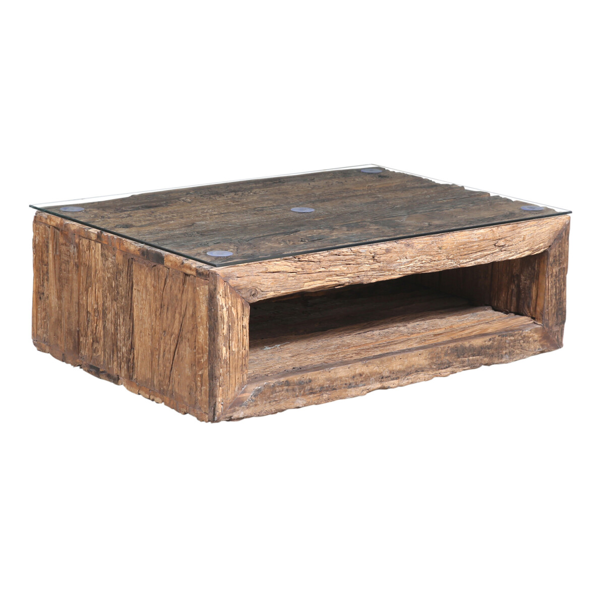 Aagje Coffee Table 120x80 cm, Industrial Style with Glass &a