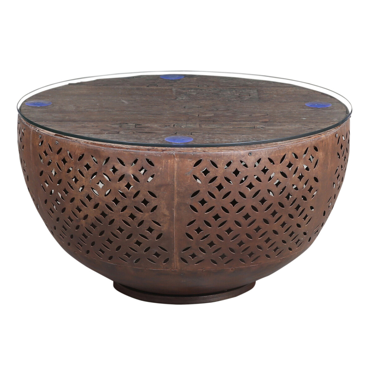 Aaina 80 cm Round Coffee Table with Metal Frame & Recycl