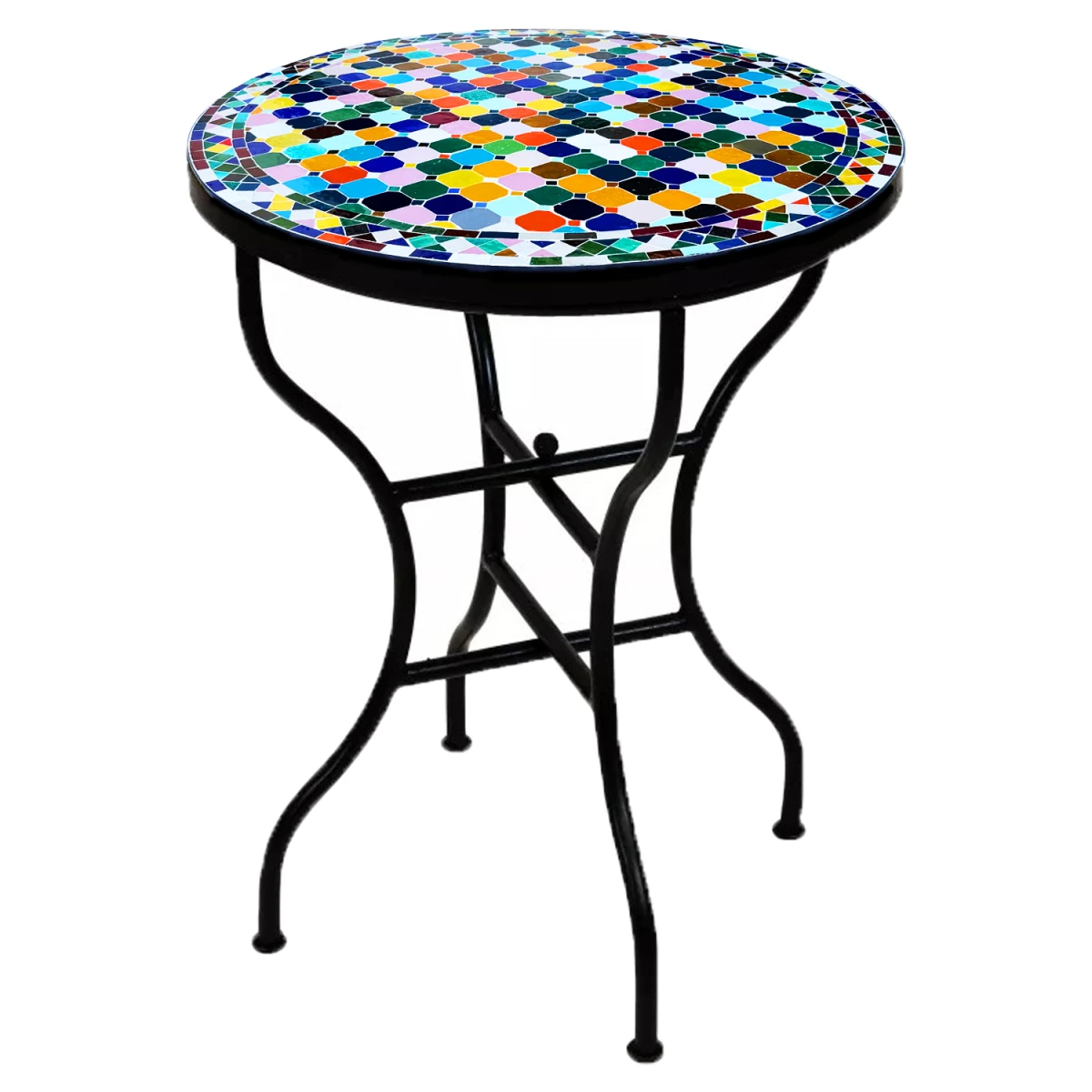 Moroccan Mosaic Table, Marrakech, Colorful, 100 cm | Handcra