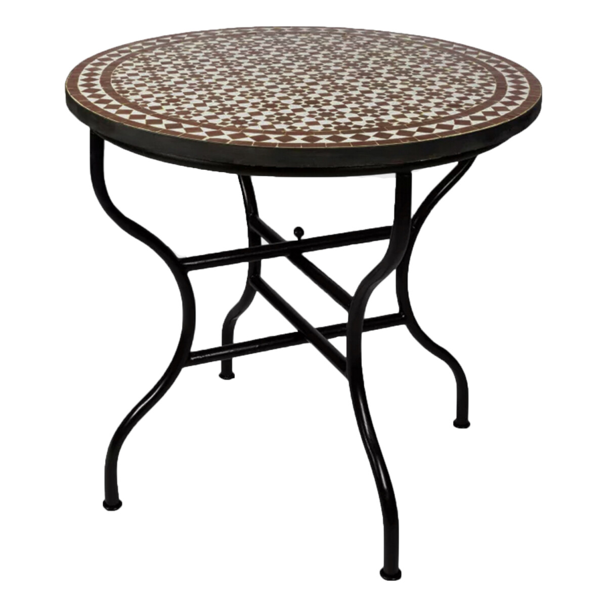 Moroccan Mosaic Table, Albaicin Beige-Brown, 100 cm | Handcr