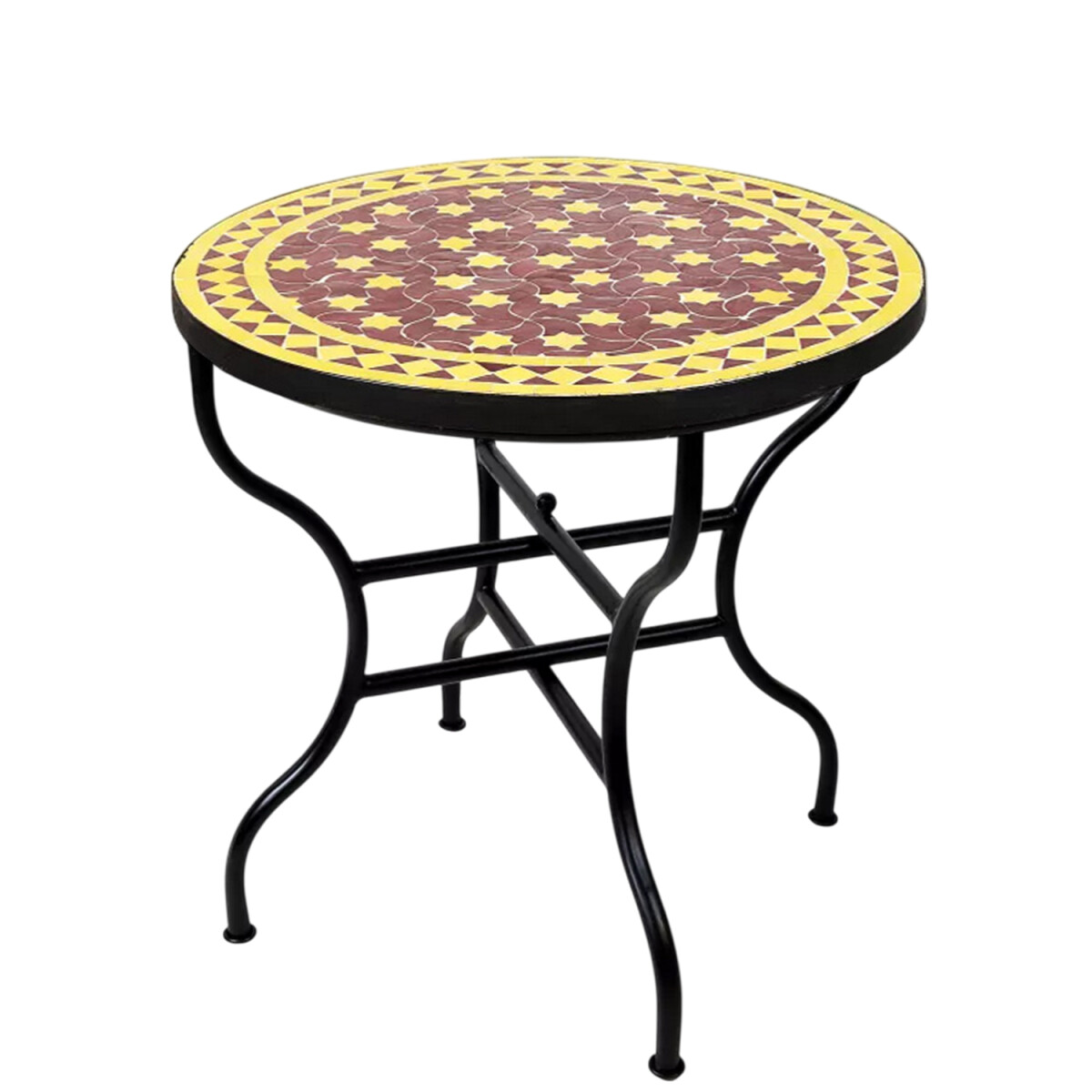Moroccan Mosaic Table Estrella Bordeaux Yellow 80 cm | Handc