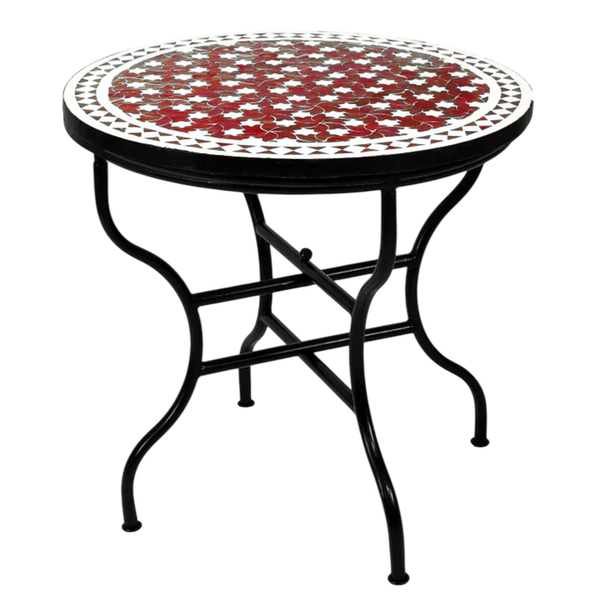Moroccan Mosaic Table Estrella Bordeaux White 80 cm | Handcr