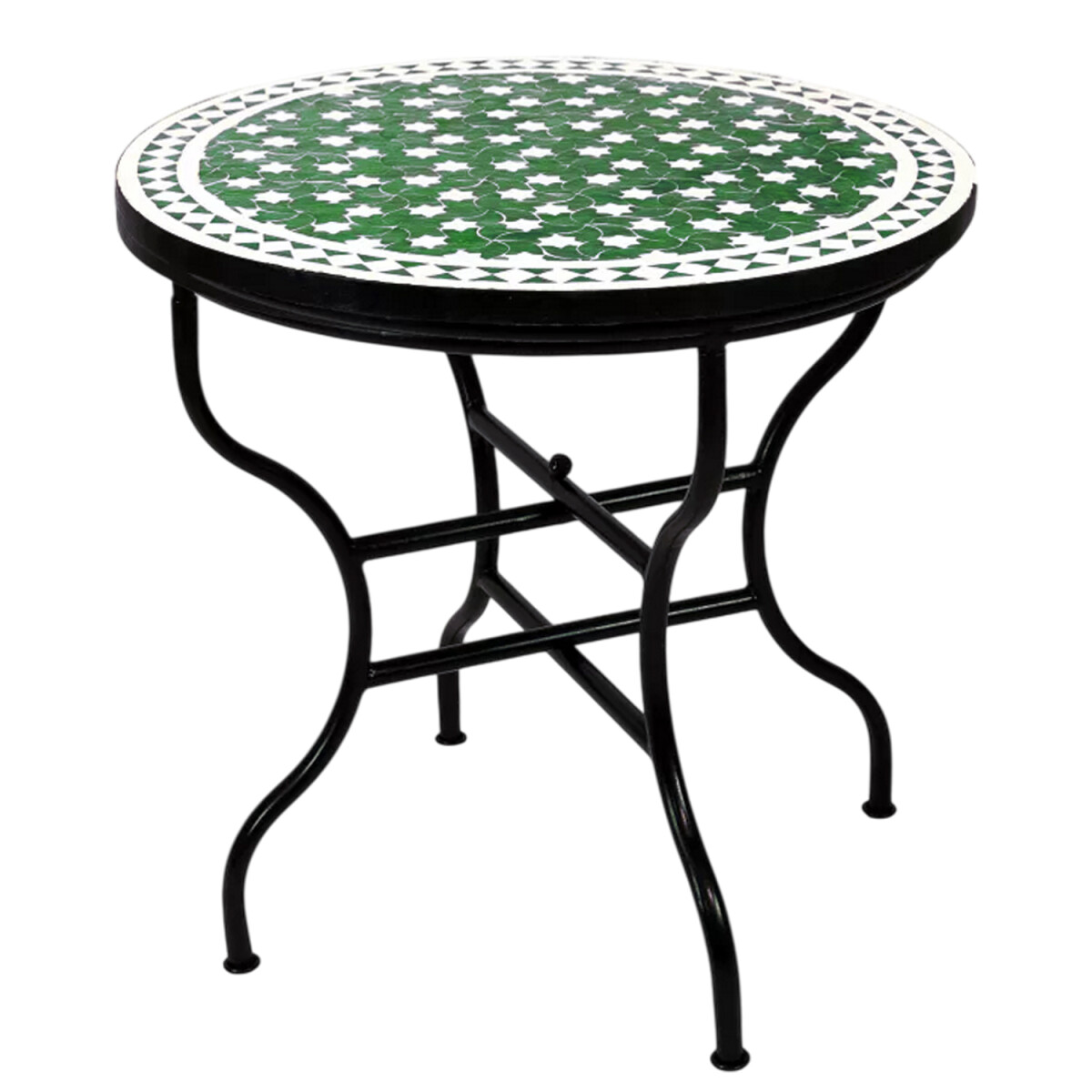 Moroccan Mosaic Table Estrella Green and White 80 cm | Handc