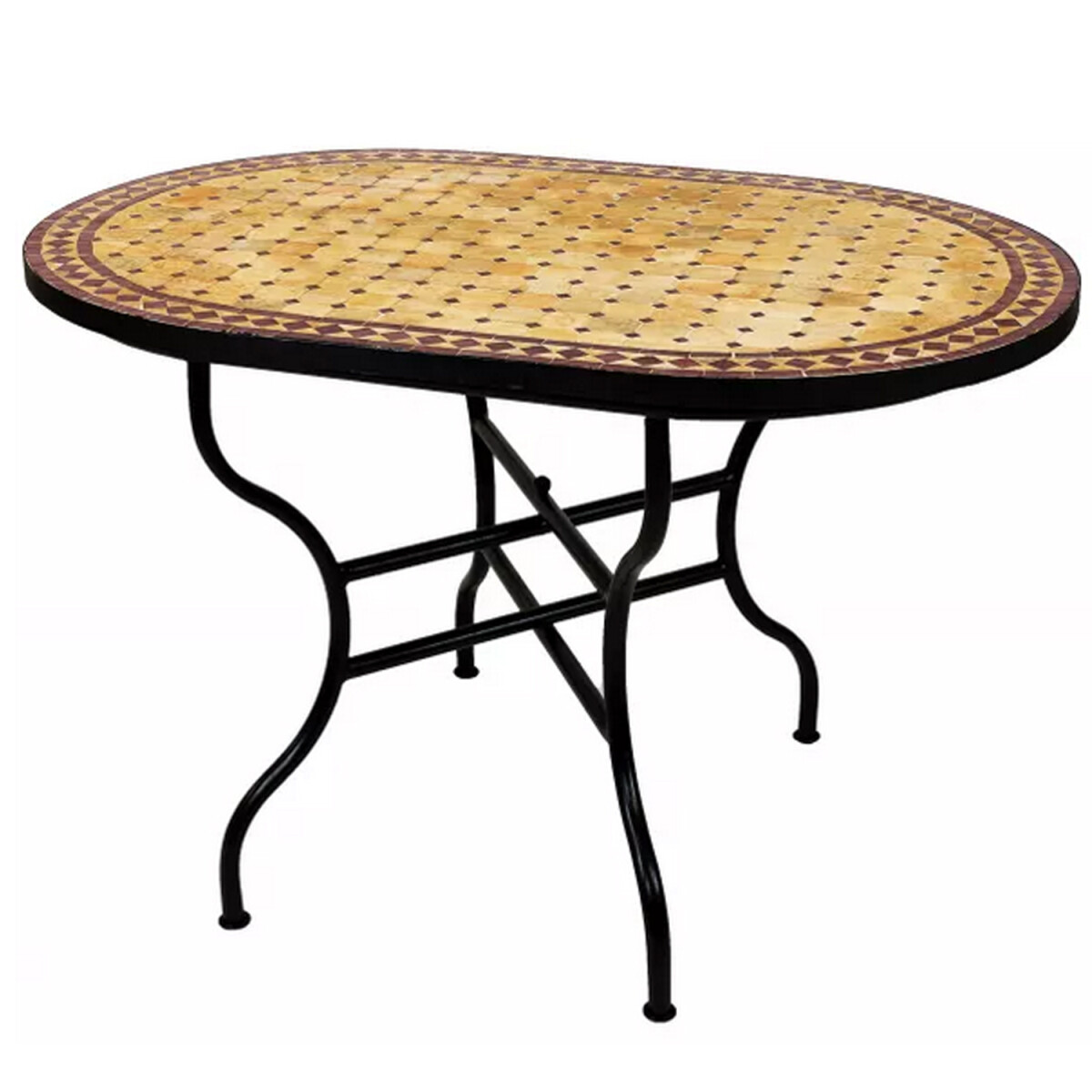 Moroccan Mosaic Table, Marrakech Beige Bordeaux, 100x60cm | 
