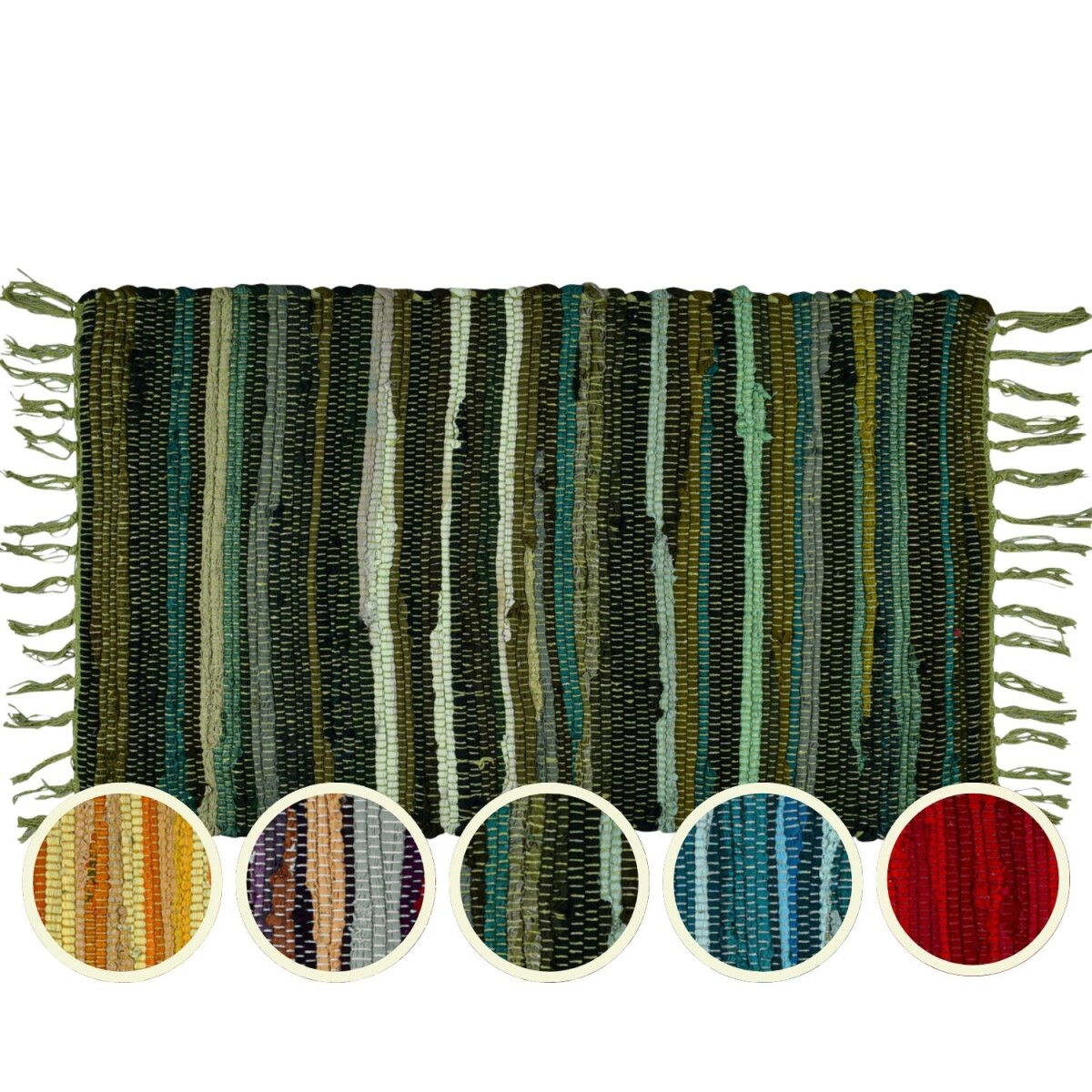 Callum Green Rug 90×50 cm | Boho Rug Made from Recycle