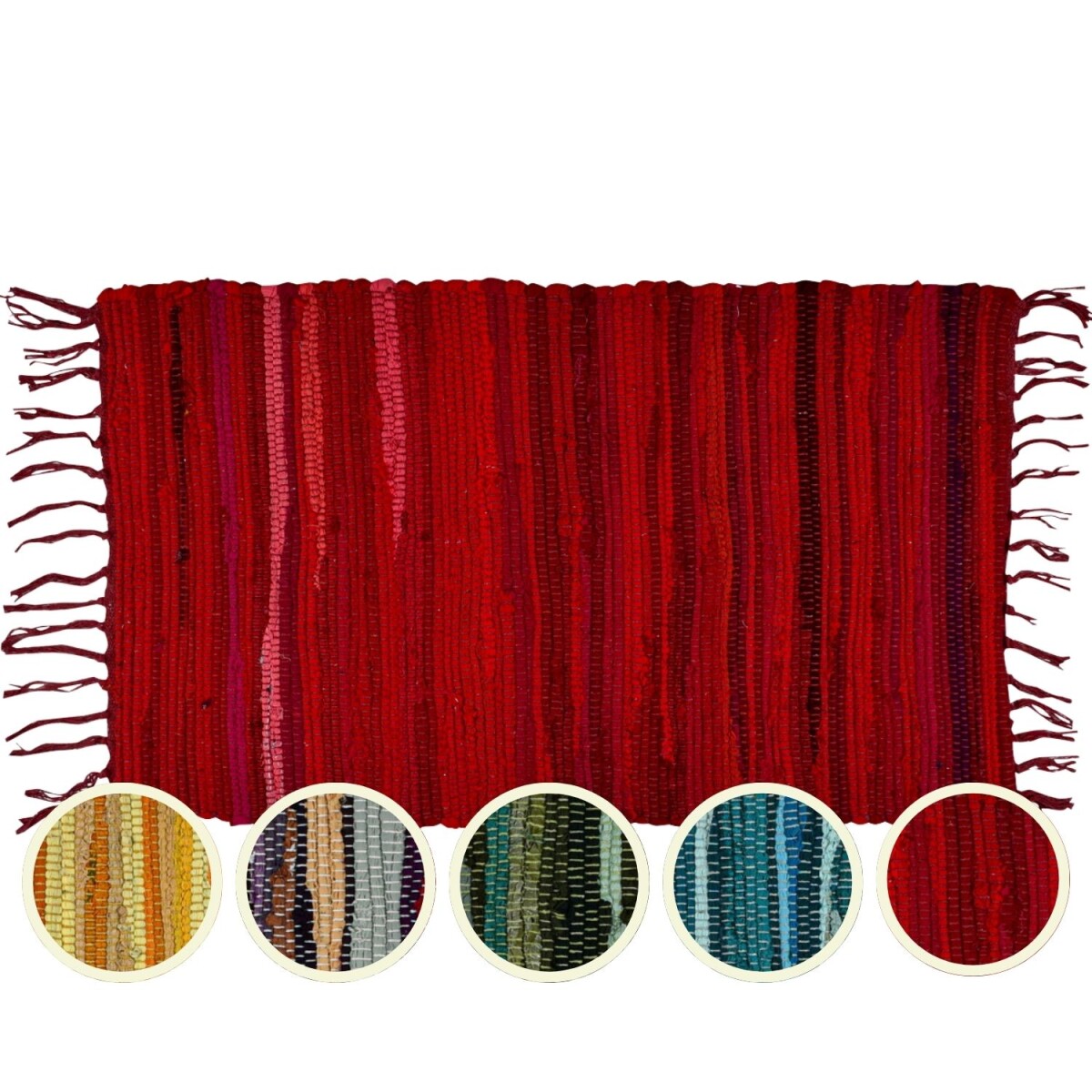 Callum Red Rug 90×50 cm | Boho Rug Made from Recycled 