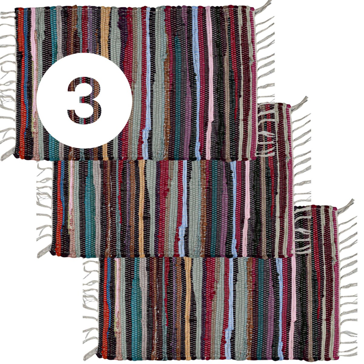 Set of 3 Callum Multicolored Rugs, 90×50 cm | Boho-sty