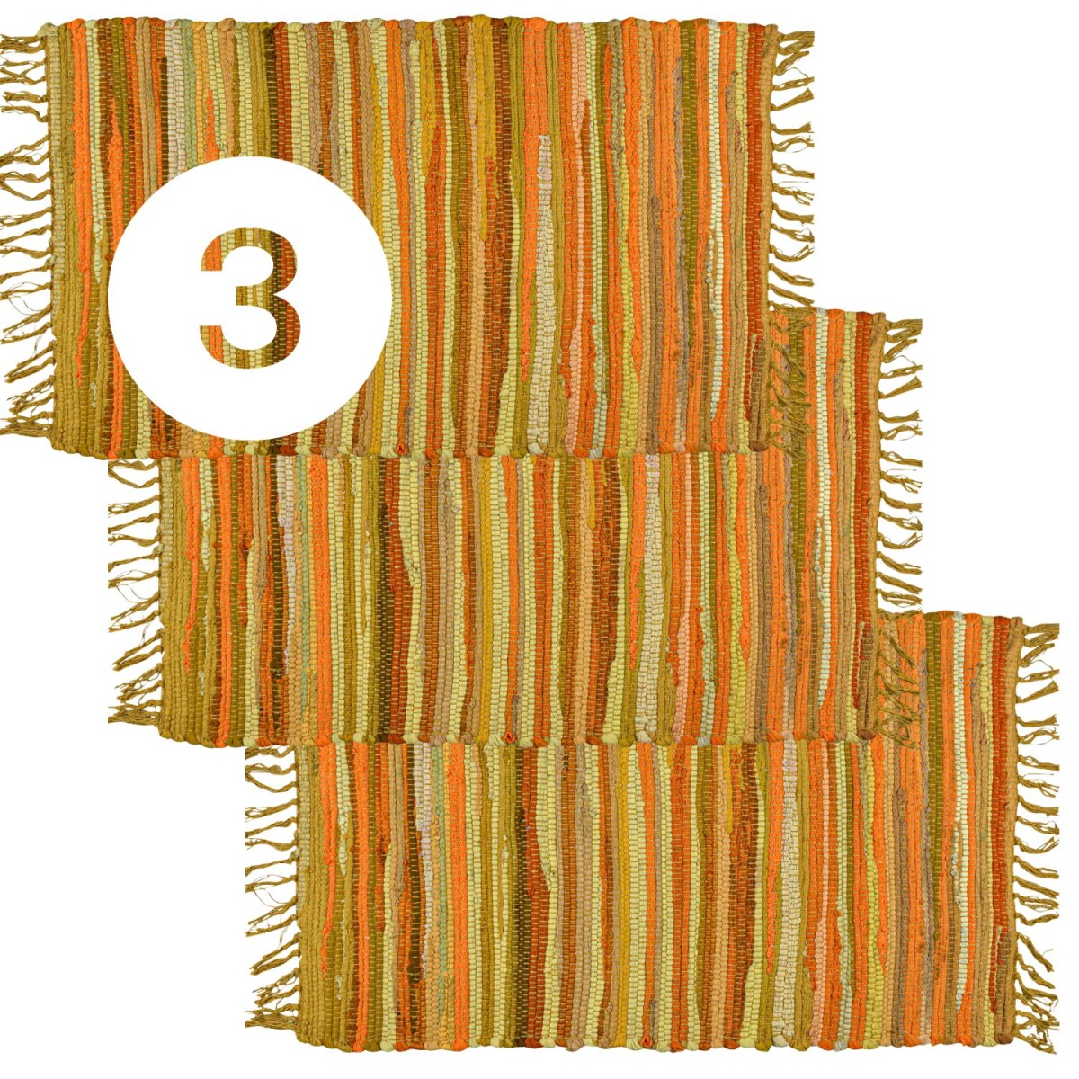 Set of 3 Callum Yellow Rugs, 90×50 cm | Boho-style cot