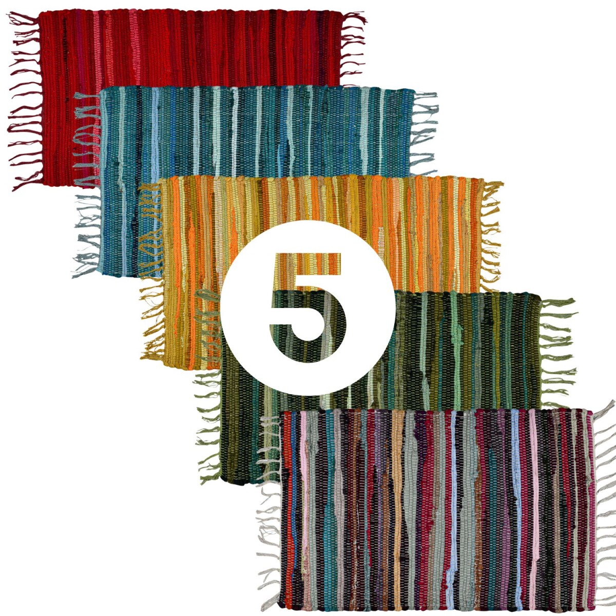 Set of 5 Callum Multicolored Rugs, 90×50 cm | Boho-sty
