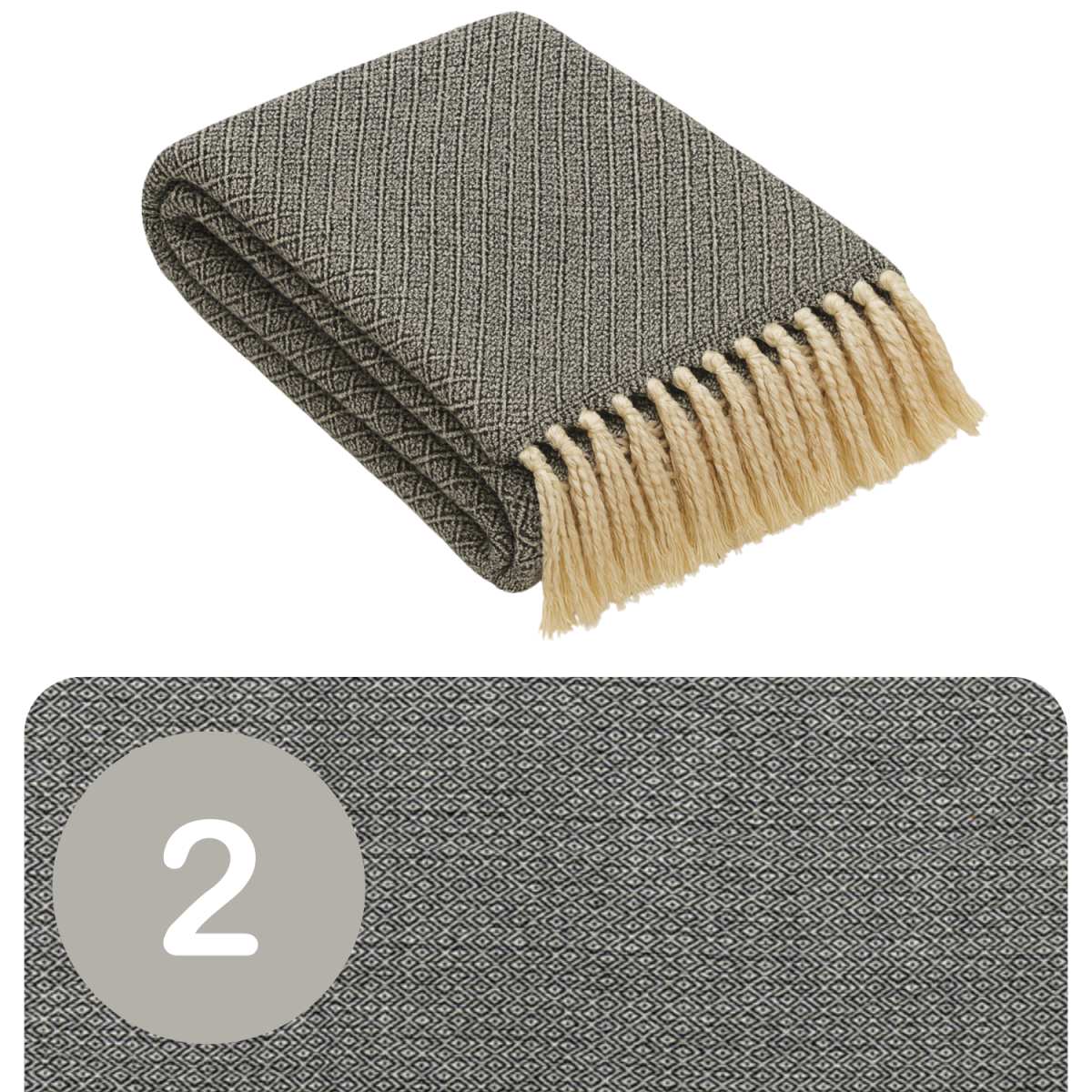 Set of 2 Calix Bedspreads, Dark Gray, 12 box