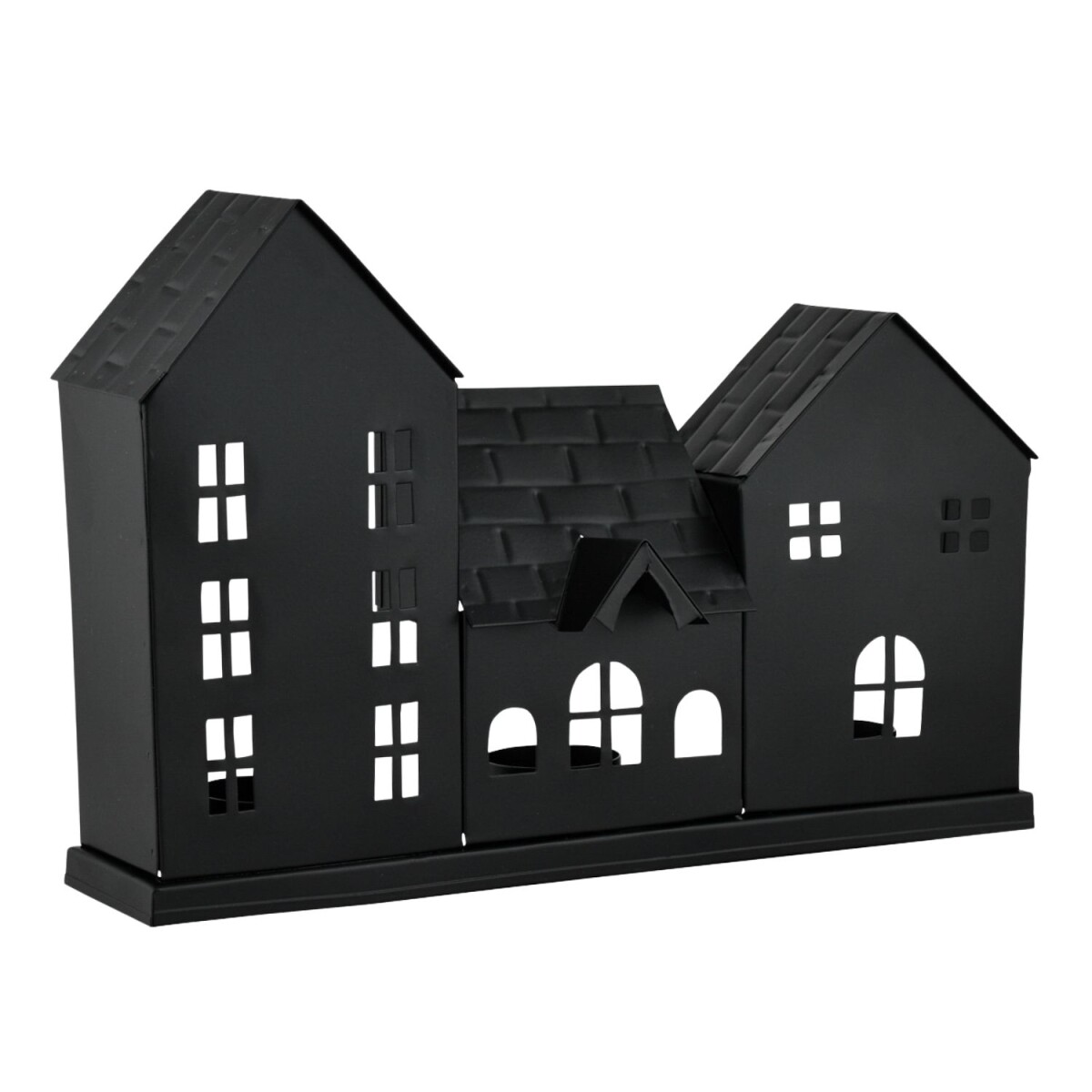 Row of Houses Tealight Holder Calibri Black W 29 cm | Scandi
