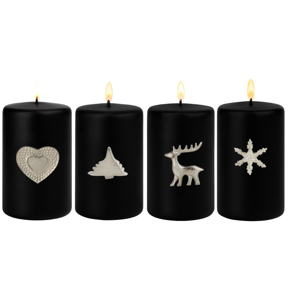 Set of 4 Caloge ABCD Candle Holders, 6 cm, Silver | Boho...