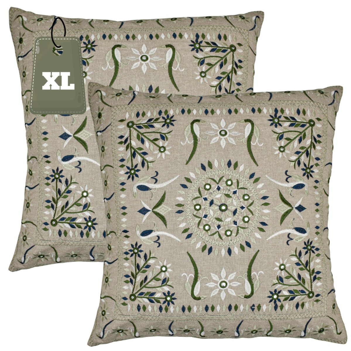 Set of 2 Handmade Pillowcases, Lodge Green, 50x50 cm | Boho 