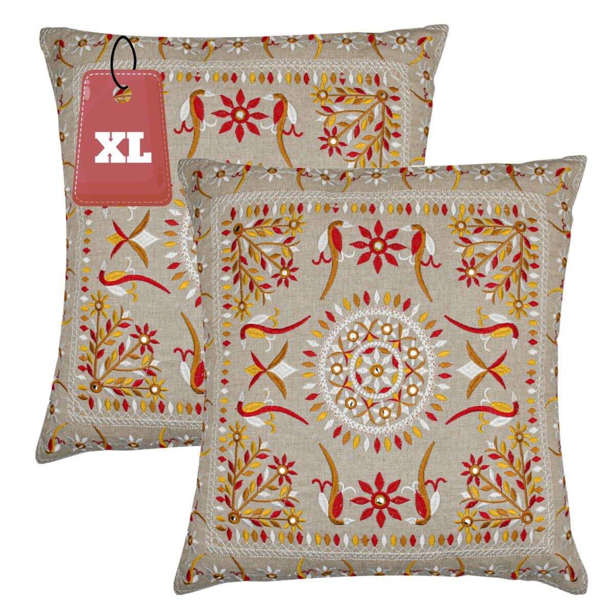 Set of 2 Handmade Pillowcases, Lodge Red, 50x50cm | Boho Dec