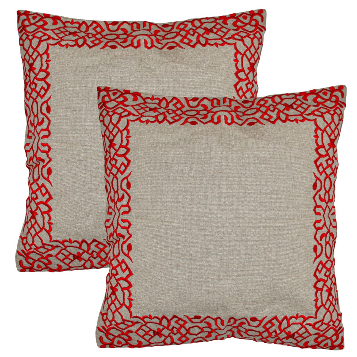 Set of 2 Handmade Frisia Red Pillowcases box