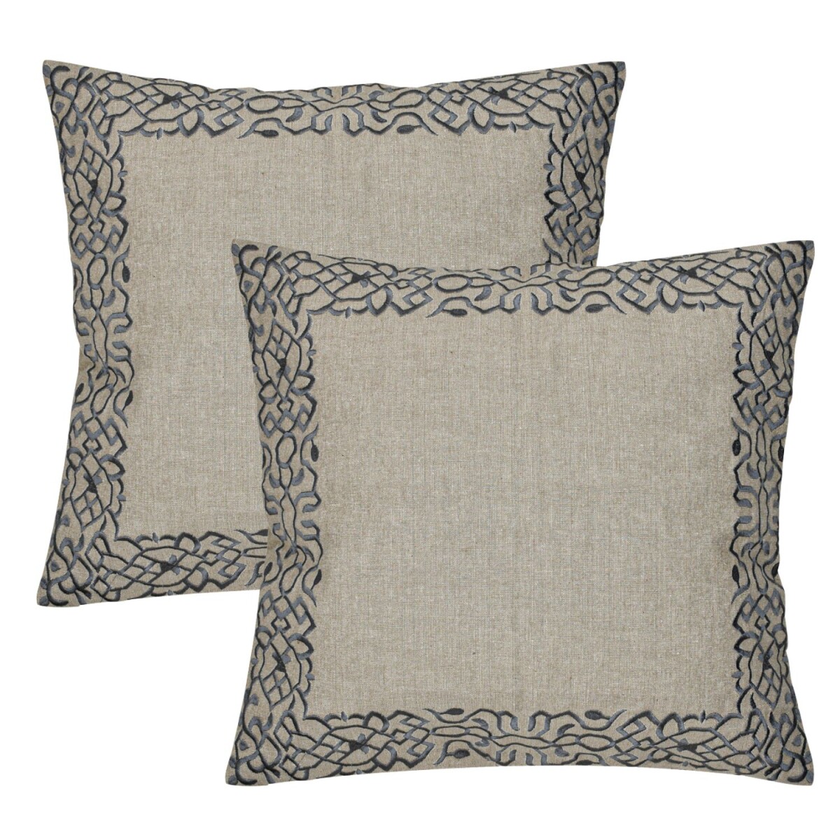Set of 2 Handmade Frisia Gray Pillowcases, 40x40 cm | Boho D