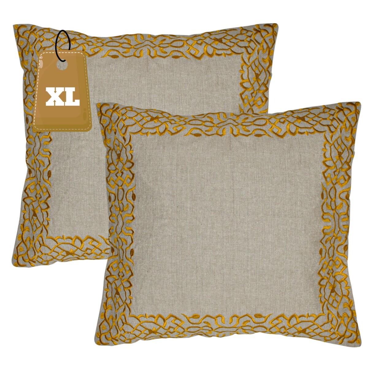 Set of 2 Handmade Frisia Gold Pillowcases, 50x50 cm | Boho D