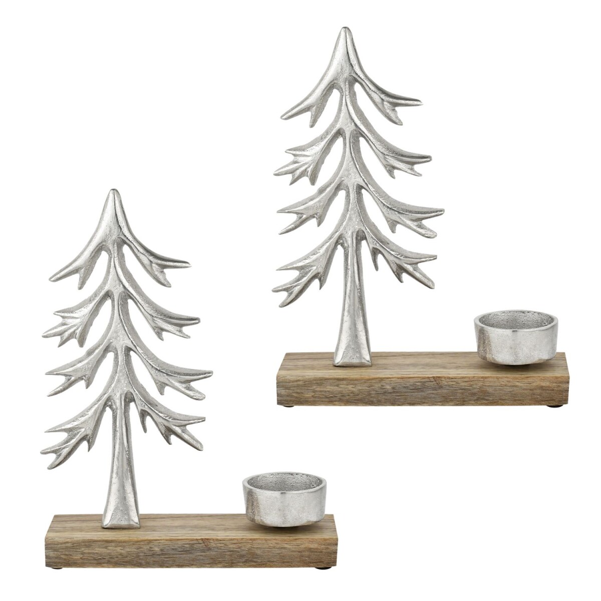 Xmas 1 Silver Tealight Holder, Set of 2, Aluminum with...