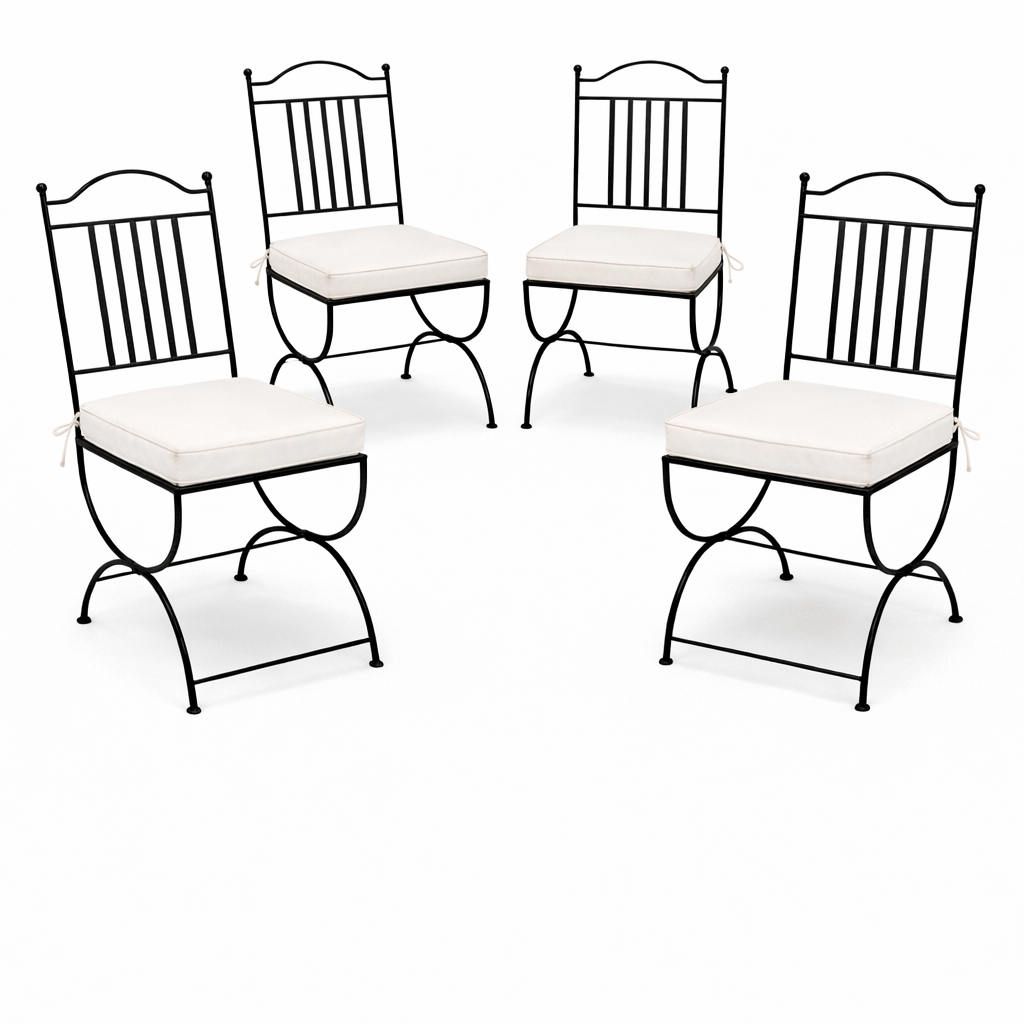 Set of 4 Ourense Iron Chairs: Handcrafted Mediterranean-Styl