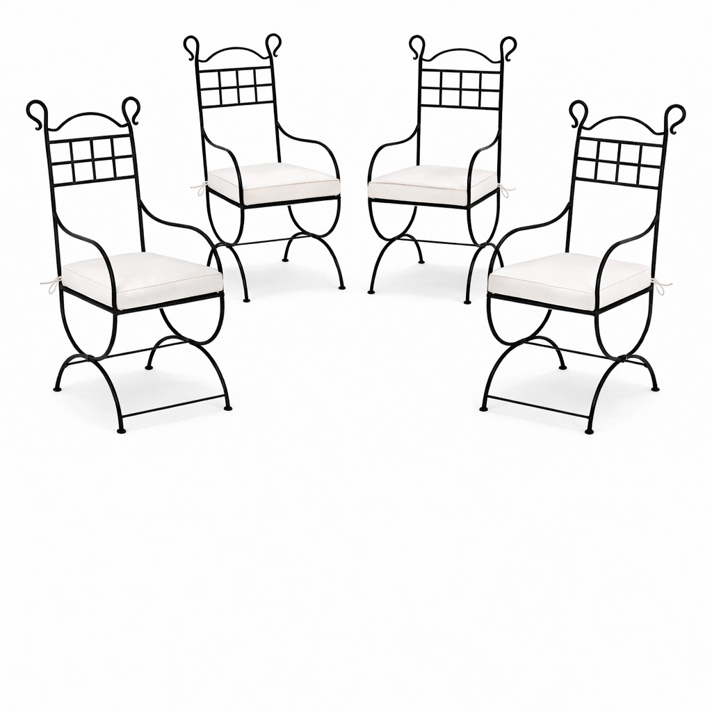 Set of 4 Segovia XL Iron Chairs: Handcrafted Mediterranean-S